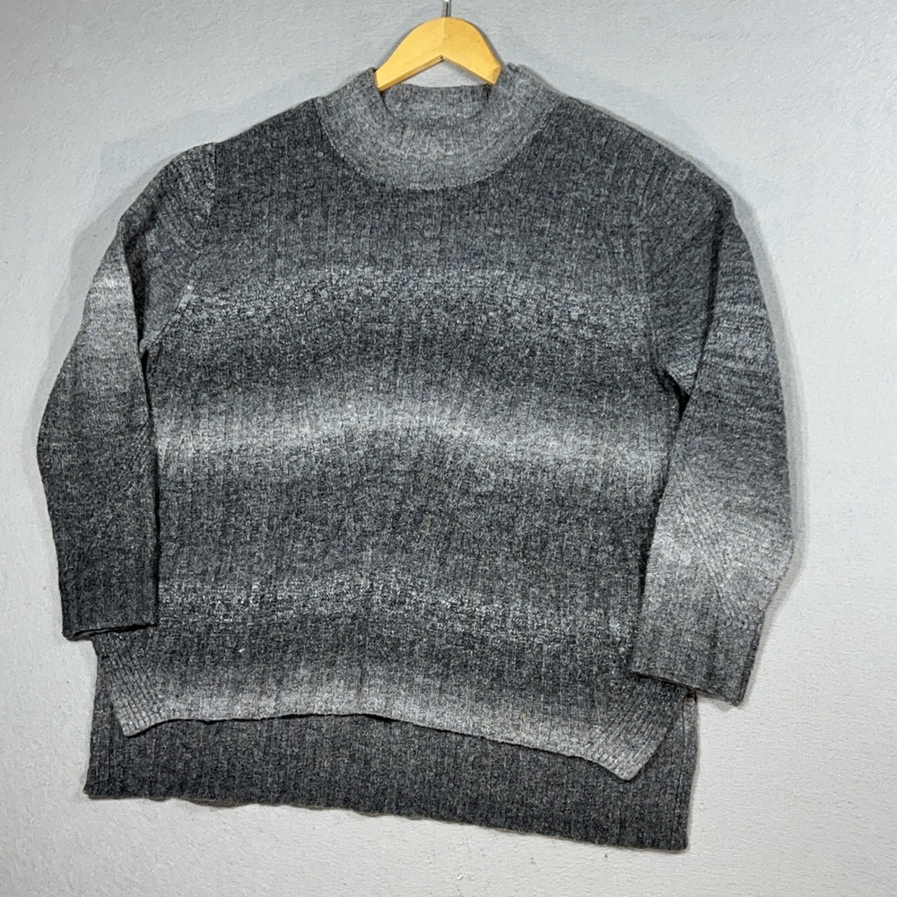 Vigoss Women's Shades of Gray Pullover Sweater Hi Low Mock Neck Gray Size 2XL